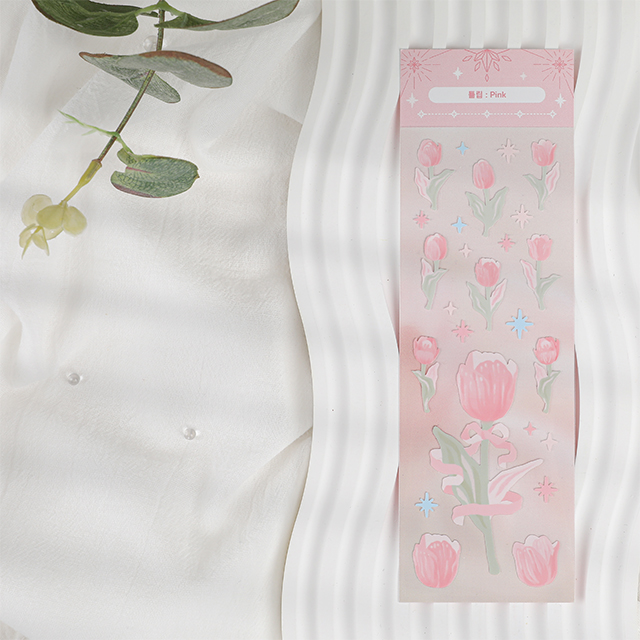 1 튤립 핑크 스티커 - 이미지 1